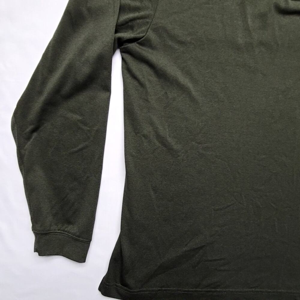 PGA Tour Shirt Long Sleeve Polo Striped Dark Green Mens Large Golf Top - Picture 4 of 8